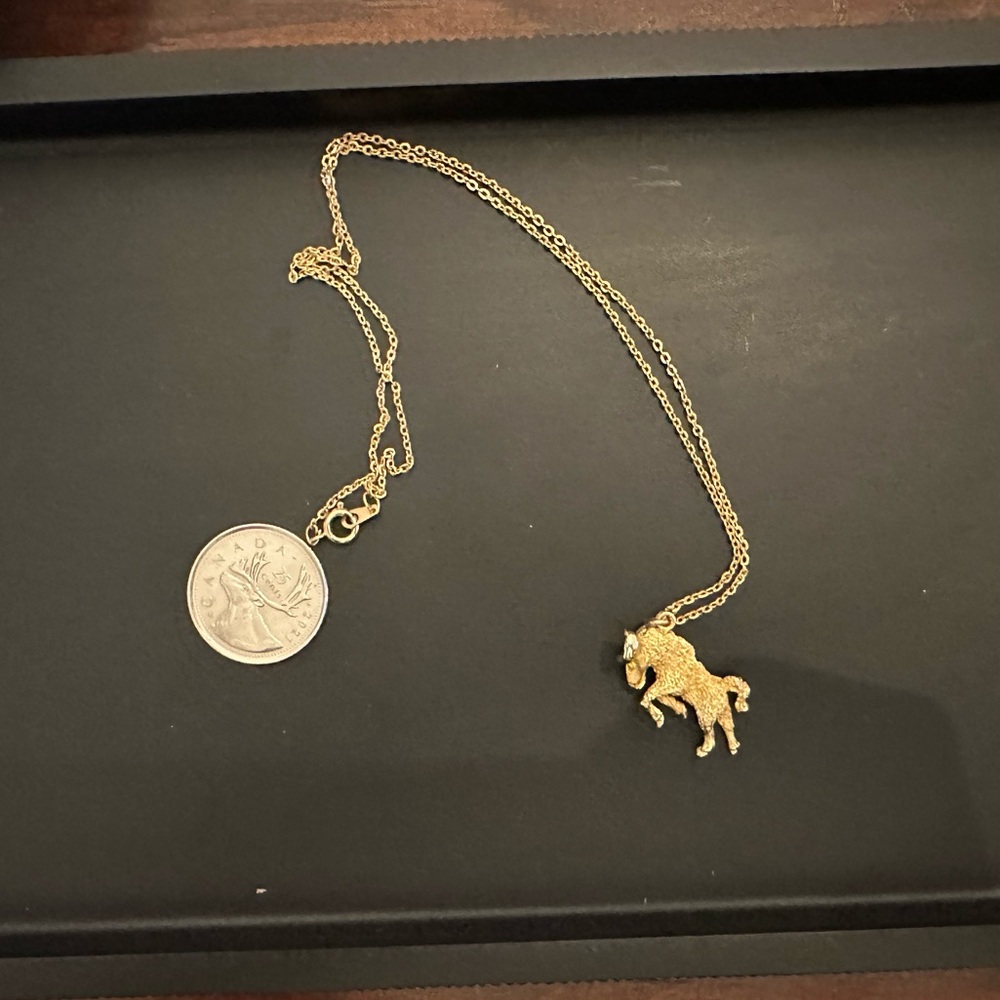Vintage gold tone Aries ram necklace